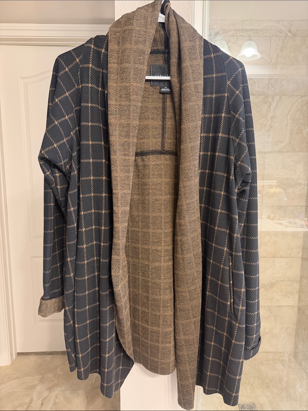 Anthropologie Sanctuary Black & Brown Open-Front Knit Cardigan